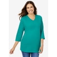 thumbnail image 6 of Woman Within Plus Size Perfect Three-Quarter Sleeve V-Neck Tee (Petite Available), 6 of 6