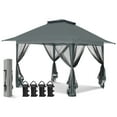thumbnail image 3 of EAGLE PEAK 13 x 13 ft Pop-Up Gazebo Tent Instant w/ Mosquito Netting，Outdoor Gazebo Canopy Easy Set-up Folding Shelter (Gray), 3 of 10