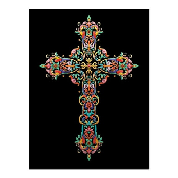 Diamond Art Kit for Adults, Ornate Floral Patterned Cross Diamond Painting for Adults Beginners, 5D DIY Diamond Art Painting Kits, Colorful Diamond Painting Craft for Home Decor 12x16