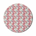thumbnail image 1 of Romantic Mouse Pad for Computers, Vintage Pastel Finch Birds Rose Blossoms and Butterflies Wedding Celebration, Round Non-Slip Thick Rubber Modern Mousepad, 8" Round, Pink Cadet Blue, by Ambesonne, 1 of 2