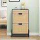 thumbnail image 1 of Natural rattan almacenamiento gabinete: 2 flip cajones, adjustable estantes, de madera entrada shoe gabinete con cajón y metal legs, estilizado para organizer para hallway, entrada, sala de estar, 1 of 7