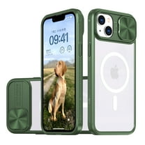 Allytech Case for iPhone 14 5G (2022) 6.1 inch, Compatible with MagSafe Wireless Charging Crystal Clear Anti-Scratch Shockproof Slide Camera Cover for Apple iPhone 14 6.1", Olive