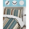 thumbnail image 4 of Quilts Full Size, Turquoise Beige Striped Soft Comforter Bedding Set for Bed, Modern Farmhouse Vertical Stripes Lightweight Quilted Bedspread with Pillow Cover(2 Pieces) for All Season, 78x90 Inch, 4 of 6