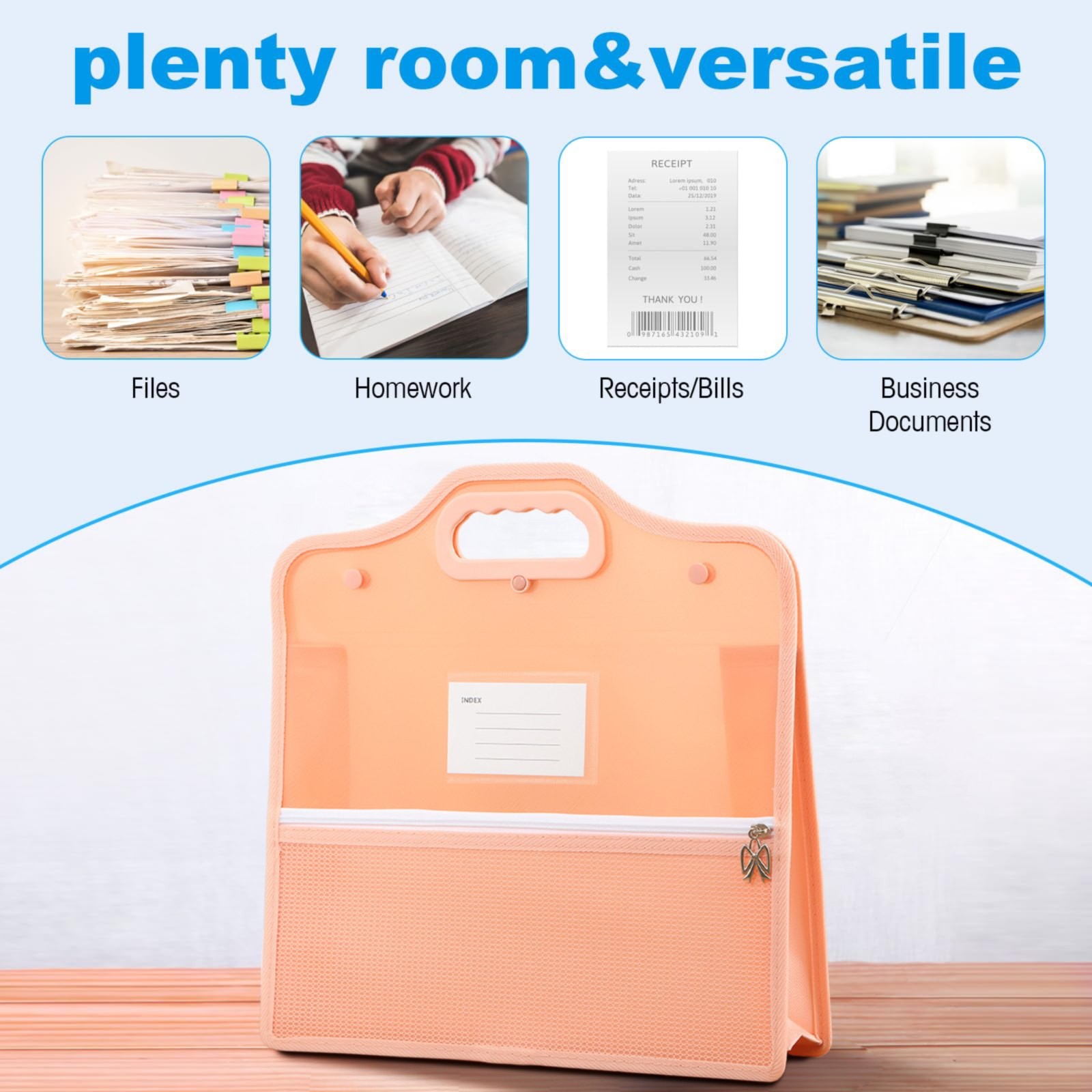 LYINGF Large Handle Pencil Case and Pen Bag, Features Big Capacity Storage with Double Zipper Closure, Desk Organizer for Markers, Stationary Items, and Makeup Cosmetics