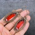 thumbnail image 3 of Natural Garnet Gemstone Copper Wire Wrap Gift Jewelry Earring 3.35", 3 of 4