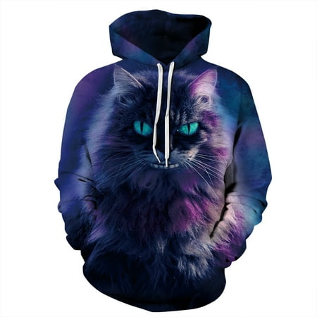 Mens/Womens Cat Lightning Animal 3D Printing Hoodie 2019 Long Sleeve Casual Loose Hoody Sweatshirt Top Couple/Lovers