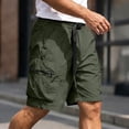 thumbnail image 3 of GSPCLAM Mens Plus Size Shorts Stretchy Summer Quick Dry Roomy Solid Classic Drawstring Elastic Waist with Zipper Pockets Athleisure Soft Shorts for Running Army Green L, 3 of 7