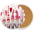 thumbnail image 2 of Coolnut Valentine's Day Gnome Coaster, Drinks Round Absorbent Stone Set with Ceramic Stone and Cork Base, Tabletop Protection Mats and Cups Place for 2PCS Home Decor, 2 of 6