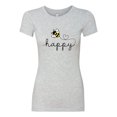 thumbnail image 2 of Wild Bobby, Bee Happy Motivational Inspirational Teachers, Pop Culture, Women Slim Fit Junior Tee, Heather Grey, Small, 2 of 4