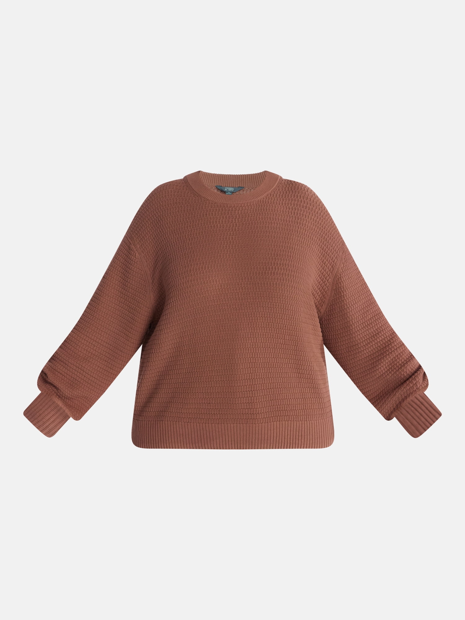 Terra & Sky Women's Plus Knit Crewneck Pullover Sweater, Sizes 0X-5X