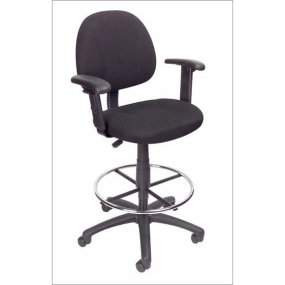Nicer Furniture Adjustable Arms Black Fabric Drafting Chair with Drafting Stool And Foot Ring