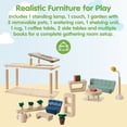 thumbnail image 2 of PlanToys® Wooden Dollhouse Gathering Room with Sunroom | Living Room Furniture Set with Sofa, Garden, Lamp & Accessories | Open Ended Role Play Space for Dollhouse Expansion, 2 of 9