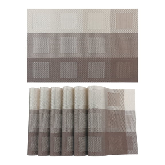 Unique Bargains Placemats Set of 6 for Dining Table Decor Washable Table Mat Gray Coffee