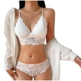 thumbnail image 6 of VBTAPA Ladies Two Piece Underwear Womens Lingerie Set Corset Lace Floral Bralette Bra with Panty Sleepwear Sets Valentine's Day Gift White L, 6 of 7