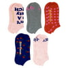 Juicy Couture Womens 5-Pack No Show Socks, Shoe Size 4-10, Group R - Don't Be A Nasty B*tch, Pinks & Cherries