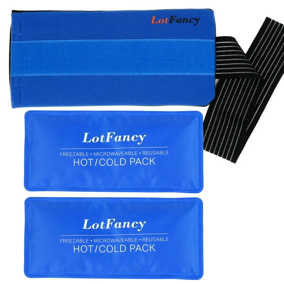 LotFancy Reusable Gel Ice Pack Wrap with 2 Elastic Strap for Hot Cold Therapy