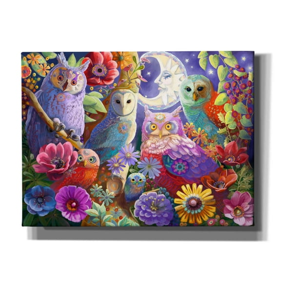 Epic Graffiti 'Night Owl Gathering' by Laura Audi, Canvas Wall Art, 16"x12"