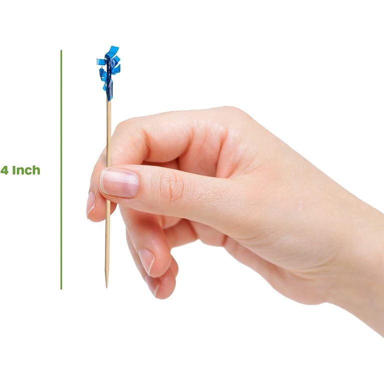 KingSeal Frill Toothpicks, Assorted Colors - 2.5 Inch, Natural Birch Wood, 5 Packs Of 1000 Each