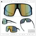 thumbnail image 2 of Boys Kids Size Color Mirror Large Shield Sport MTB Plastic Sunglasses Black - Orange Mirror, 2 of 8