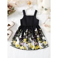 thumbnail image 3 of Kucnuzki Kids Girl Clothes 5T Spring Summer Dress 6T Suspender Pure Color Upper Cute Bunny Printing Hems Dress Black 5-6 Years, 3 of 7
