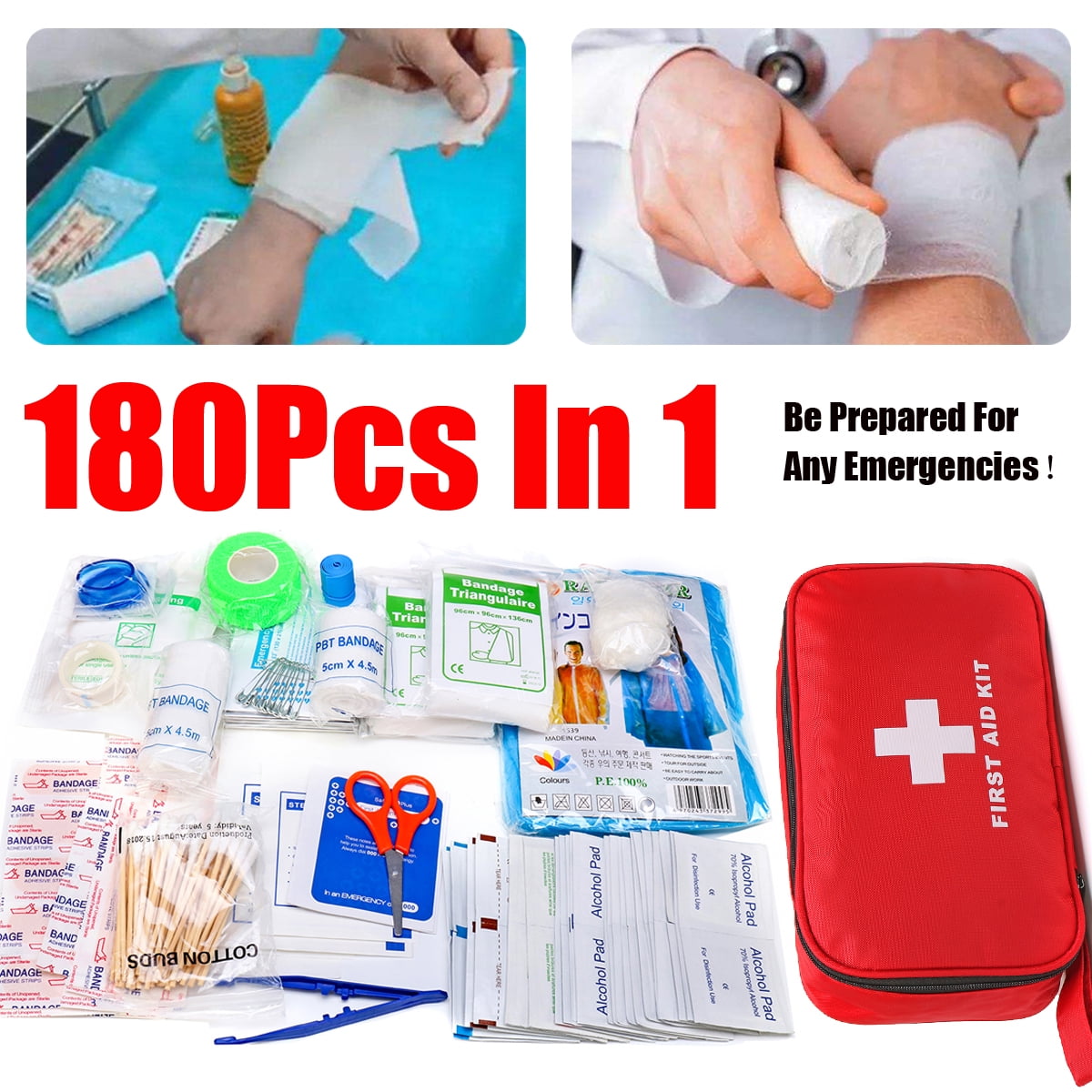 180 Pieces First Aid Kit AllPurpose Premium Supplies & Emergency Bag