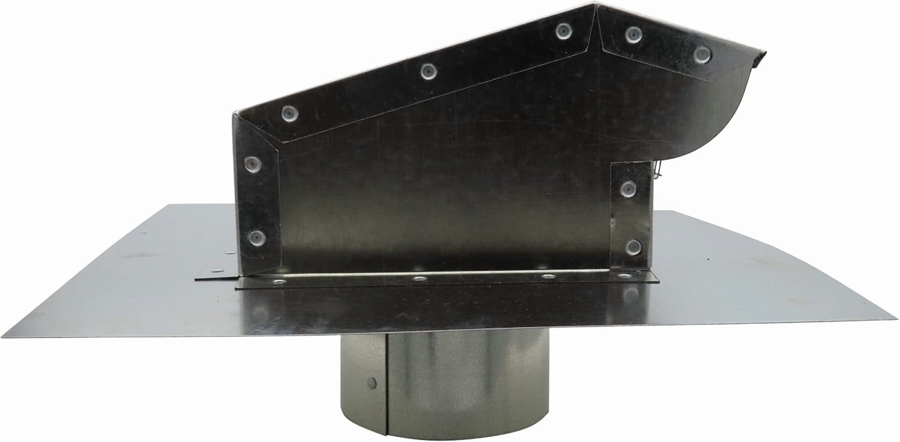 RDP Rooftop Exhaust Vent Cap with Damper and Bottom Extension (4 Inch, Galvanized)