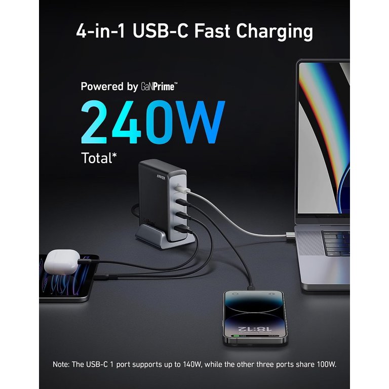 電源ユニット Anker Prime 240W GaN Desktop Charger Amazon | Anker Prime Desktop Charger (240W, 4 ports, GaN)(PD