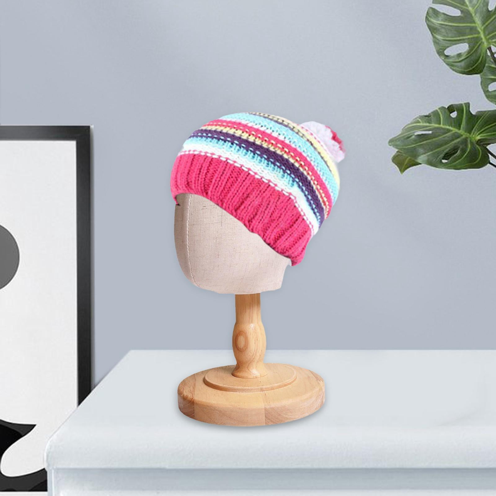 Stgfyxgs Stand for Kids Mannequin Head Portable with Wood Base Multifunctional Hat Holder Dome Model Head for Household Barbershop 46cm