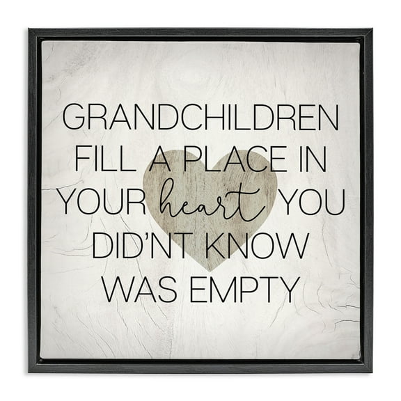 Stupell Industries Heartwarming Grandchildren Phrase Inspirational Painting Black Floater Framed Canvas Art Print Wall Art, 18 x 18