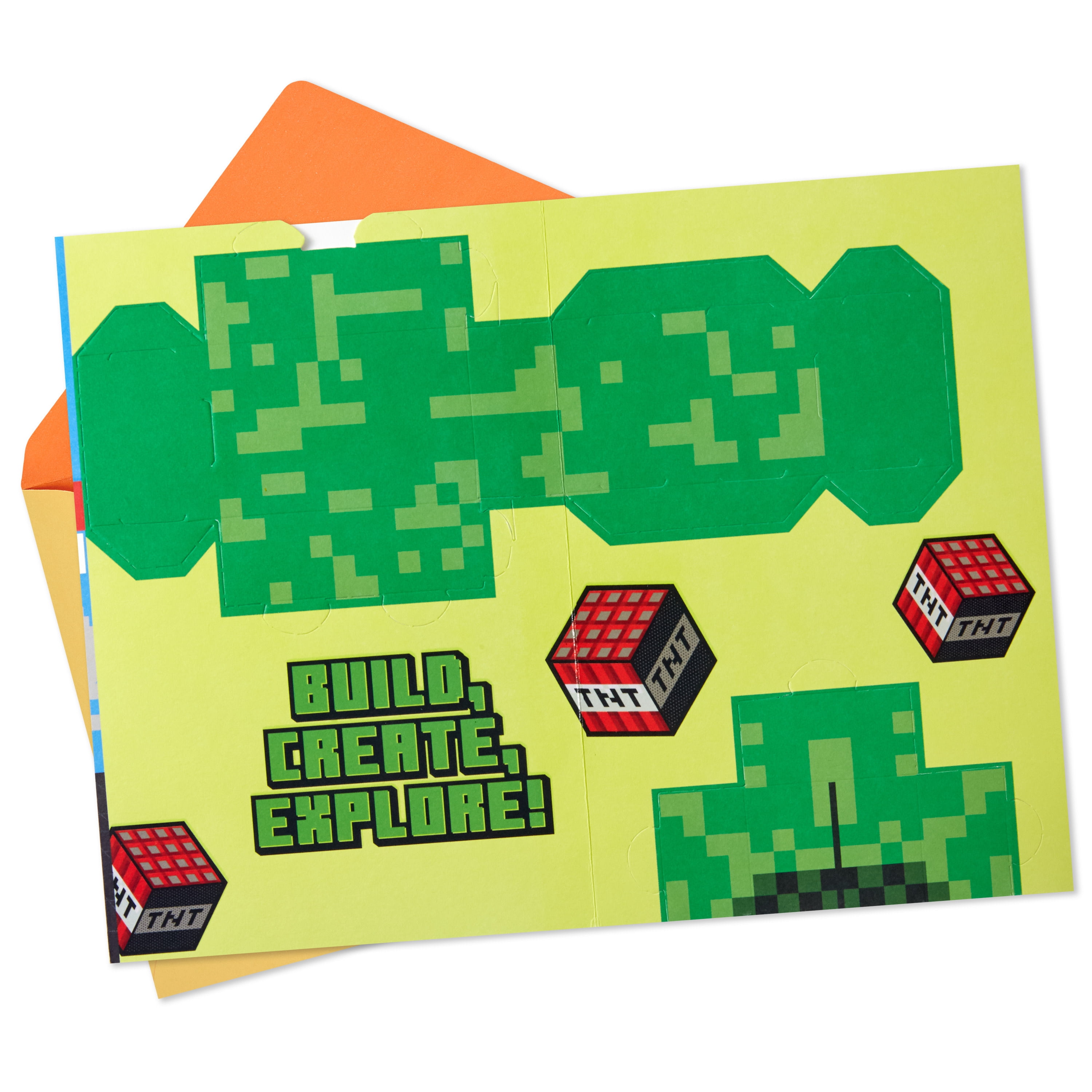 Hallmark Minecraft Birthday Card for Kids (Build Your Own Creeper)