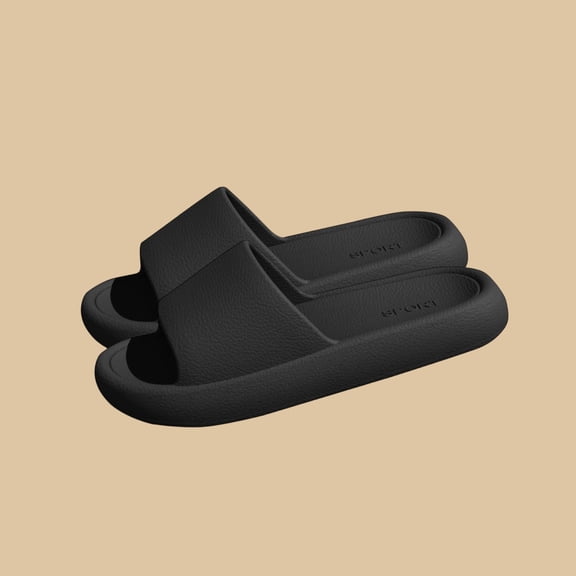 Viluyesy Mens Slide Slippers, Lightweight Comfort Anti-Slip Quick Dry Home Shower Bathroom Cloud Slide Sandals Black