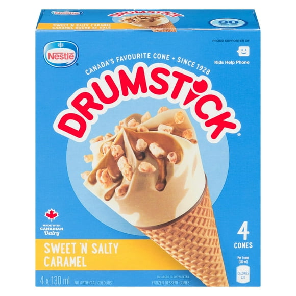 Cornet de dessert glacé DRUMSTICK(MD) de NESTLÉ(MD) au caramel sucré et salé 4 x 130 mL