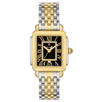 Michele Deco Madison Diamond Black Dial Two-Tone 18K Gold-Plated Steel Women's Watch MWW06G000045