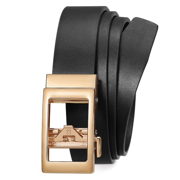 WHIPPY Women Leather Belt with Automatic Buckle Ladies Ratchet Leather Belts for Jeans Dresses Pants