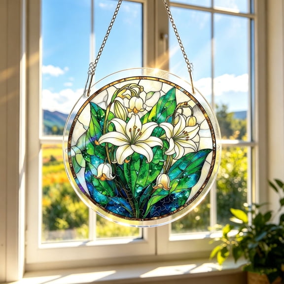 Suncatcher Window Hanging Puzzles, Garden Style Panel, 7.4 Inch Home Decor, Ideal Mother's Day & Birthday Gifts for Women, Mom, Wife & Aunt