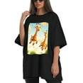 thumbnail image 4 of Plus Size Shirt for Women Black Tops for Women Short Sleeves Shirt for Women Giraffes T Shirt Crewneck Shirt for Women XS, 4 of 5