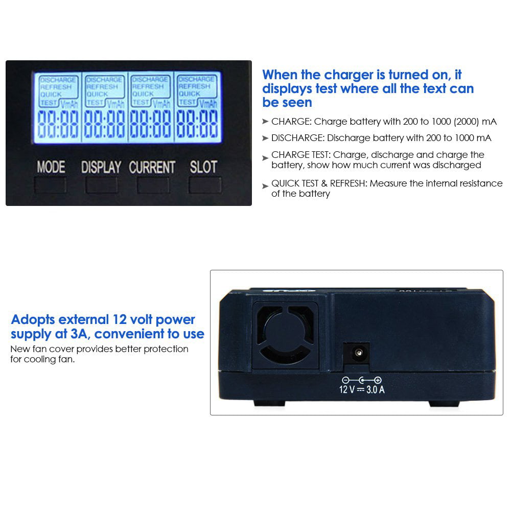 intelligentes 4 AA Opus BT-C3100 V2.2 Digitales AAA-LCD-Ladegerät Neu 