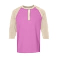 thumbnail image 6 of Men's T Shirts 3/4 Sleeve Button Henley Neck Color Block Pullover Tops Lightweight Classic Slim Fit Workout Basic Tees Z001-Pink S, 6 of 6