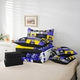 thumbnail image 6 of Manfei Cartoon Tractor 7pcs Bedding Comforter Set,Rustic Farmhouse Cabin Queen Bedding Sets,Purple Yellow Gray Patchwork Plaid Queen Sheet Sets For Boys,Super Cozy Room Decor Reversible, 6 of 8