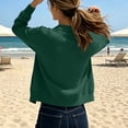 thumbnail image 5 of Hueook Corduroy Jacket Women Crop Crew Neck Ribbed Raglan Sleeve Zip-Up Jacket Casual Green 2X, 5 of 5