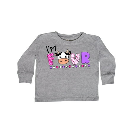 

Inktastic I m 4 Cute Cow and Polka Dots Gift Toddler Boy or Toddler Girl Long Sleeve T-Shirt