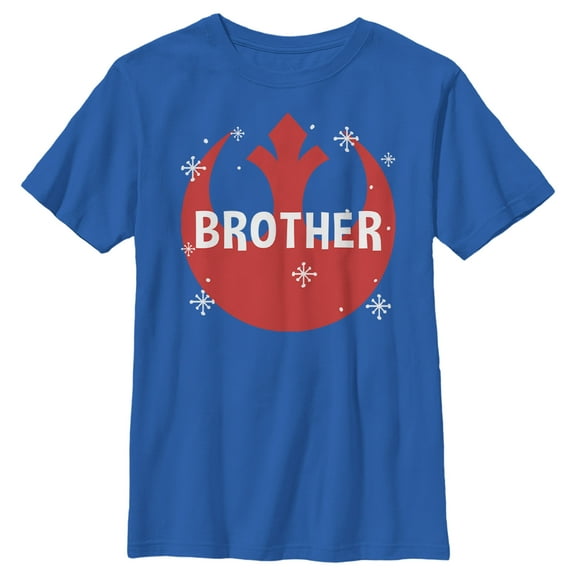 Boy's Star Wars Brother Snowflake Rebel Logo  Graphic Tee Royal Blue X Small