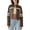 Brown, variant on Women's Contrast-Color Stand Collar Faux Leather Cropped Moto Jacket - Red, Long Sleeve, Zip-Up, S-XXL, Spring and Autumn