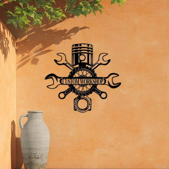 Custom Garage Metal Wall Art Personalized Workshop Name Sign Home Decor Car Mechanic Repair Decoration Repairman Birthday