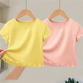 thumbnail image 7 of Gytharion 2PCS Girls Summer Short Sleeve Shirts Soild Color Crew Neck T-shirts Kids Fashion Casual Tops,1Y-12Y, 7 of 7