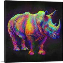 ARTCANVAS Black Rhinoceros Rhino Africa Canvas Art Print - Size: 26" x 26" (1.50" Deep)