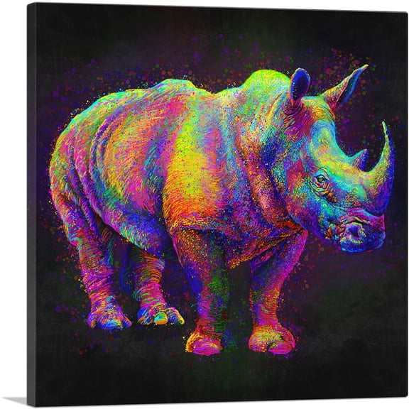 ARTCANVAS Black Rhinoceros Rhino Africa Canvas Art Print - Size: 26" x 26" (1.50" Deep)