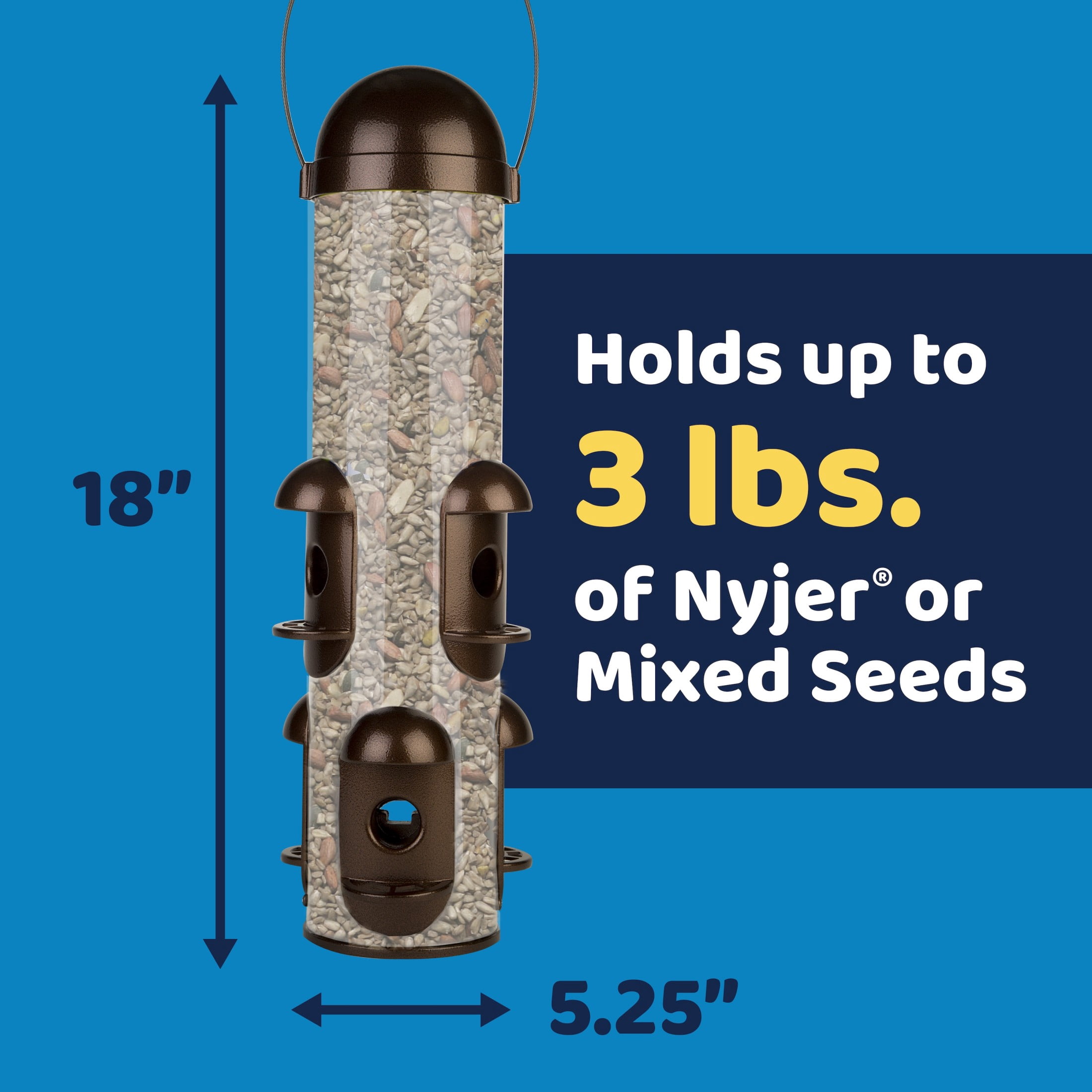 3-D Pro Blends Multi-Port Squirrel Resistant Wild Bird Feeder, 3 lbs Capacity