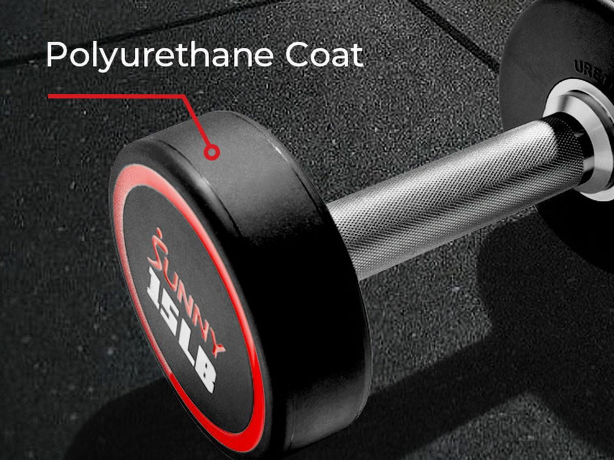 Sunny Health & Fitness Signature Style Polyurethane Round Dumbbells 5-Pound (Pair) – SF-DB02-5