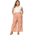 thumbnail image 3 of DARING DIVA Women's Plus Palazzo Pants Wide Leg Trousers with Pocket 1X Orange, 3 of 6